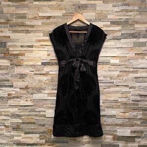 BCBGMAXAZRIA 4 Velvet Burnout Dress | Y2K Sheer Mesh, Silk Satin Trim NWOT